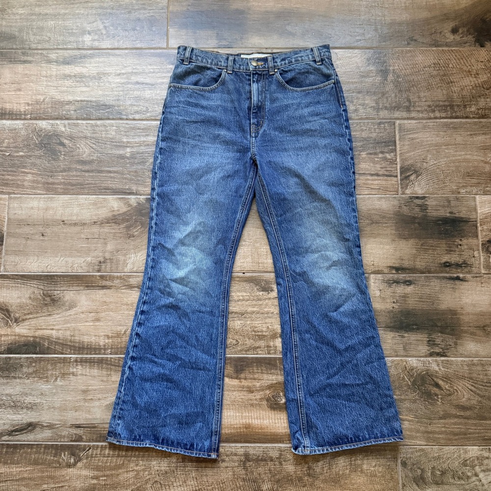 The GREAT. Womens The Penny High Rise Flare Denim Jeans, Indigo Wash,30